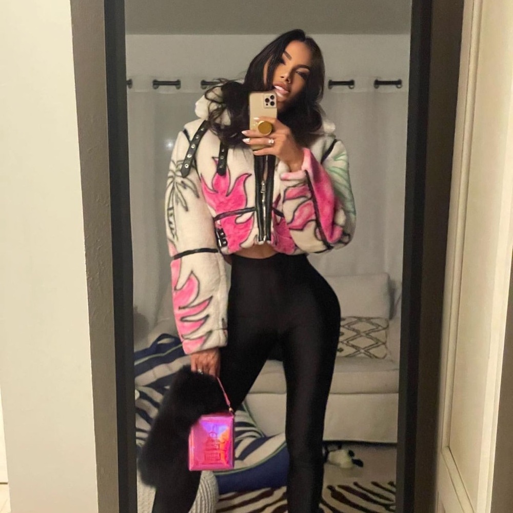 Colorful Cropped Jacket faux shearling jacket